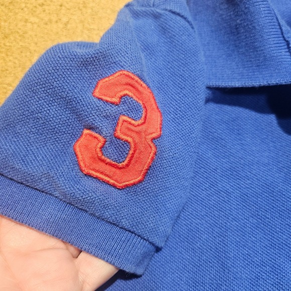 Ralph Lauren Polo Shirt Blue Orange Big Pony 3 Logo Size 3T Preppy Short Sleeve - Picture 2 of 7